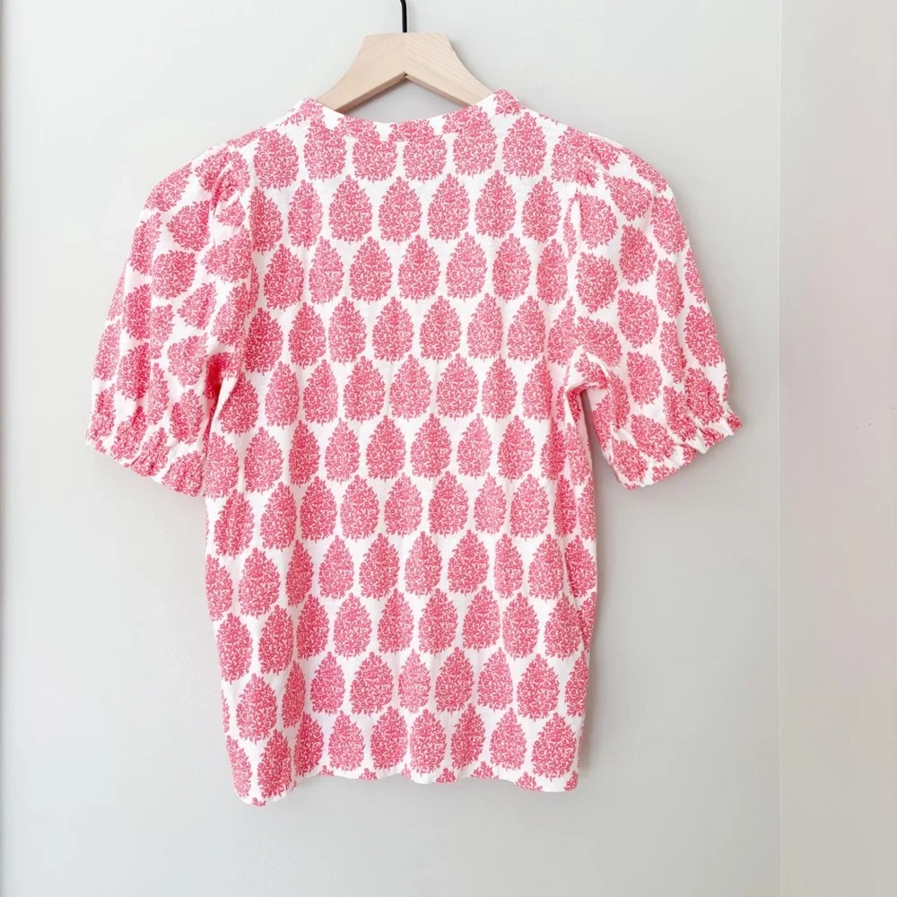 BODEN Dolly puff sleeve Pink Paisley Women's Top sz. 4 - Picture 6 of 7